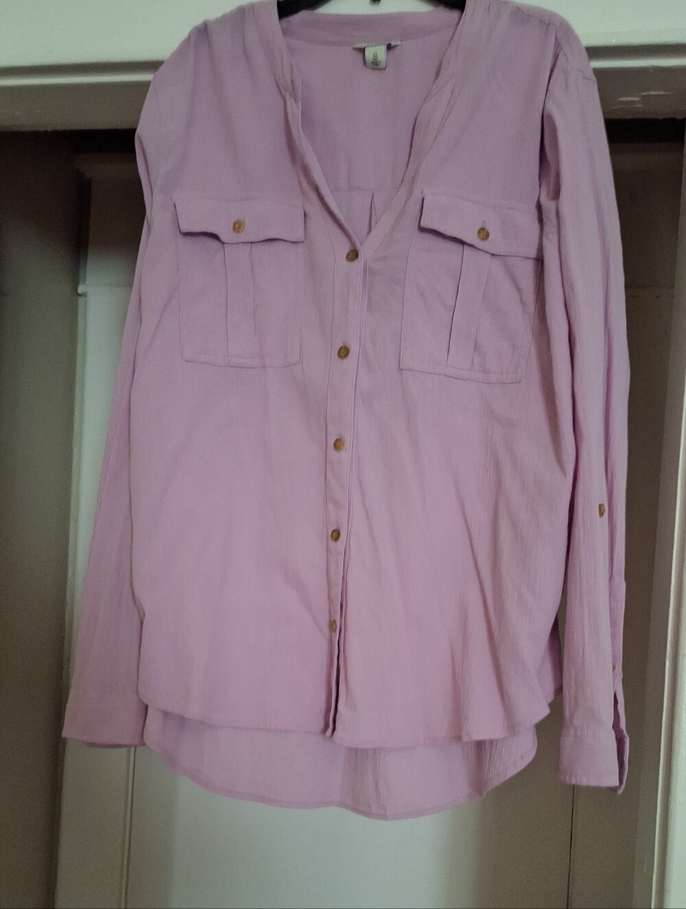L.L. Bean Pastel Lavender Button Down Blouse.